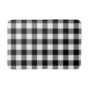 Schwarz-Weiß-Gingham Badematte