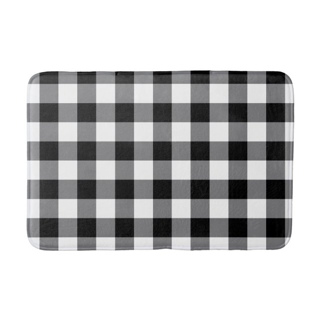 Schwarz-Weiß-Gingham Badematte (Vorderseite)