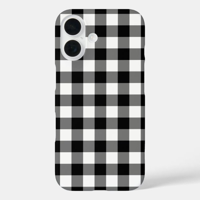 Schwarz-Weiß-Gingham Buffalo Kariertes Muster Case-Mate iPhone Hülle (Rückseite)