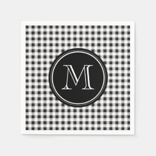 Schwarz-Weiß-Gingham, Ihre Monogramm Serviette