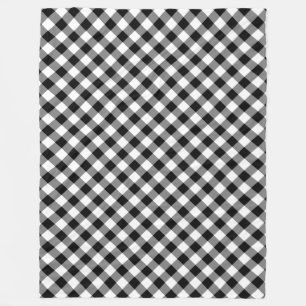 Schwarz-Weiß Gingham Kariert Fleece Blanket