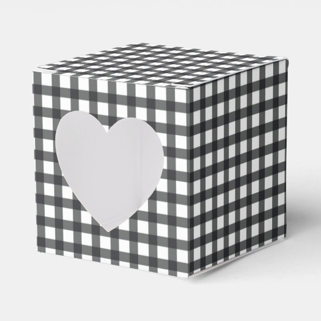 Schwarz-weiß Gingham Karo 2" Geschenkschachtel (Vorderseite)