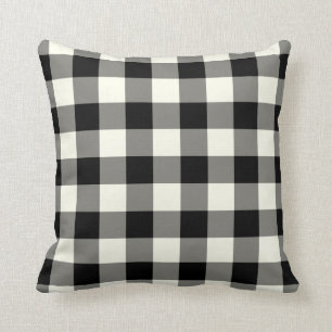 Schwarz-Weiß-Gingham-Kissen Kissen