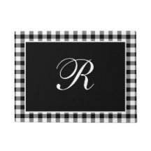 Schwarz-Weiß-Gingham-Monogramm Klassisches Monogra