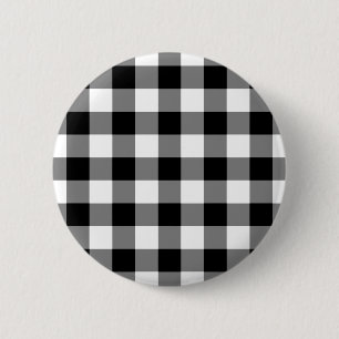 Schwarz-Weiß-Gingham-Muster Button