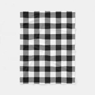 Schwarz-Weiß-Gingham-Muster Fleece Blanket