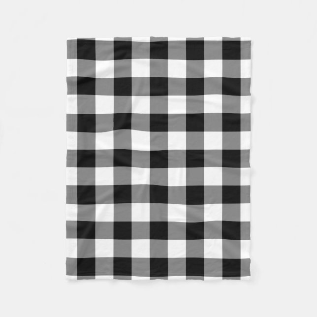Schwarz-Weiß-Gingham-Muster Fleece Blanket (Vorderseite)