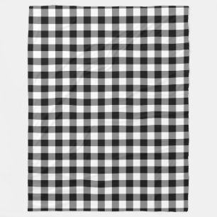 Schwarz-Weiß Gingham-Muster Fleecedecke