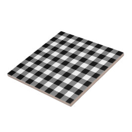 Schwarz-Weiß Gingham-Muster Fliese