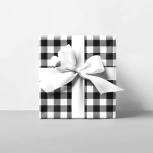 Schwarz-Weiß Gingham-Muster Geschenkpapier