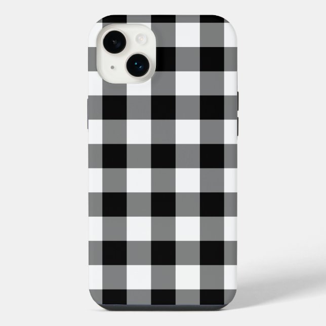Schwarz-Weiß-Gingham-Muster iPhone Hülle (Rückseite)