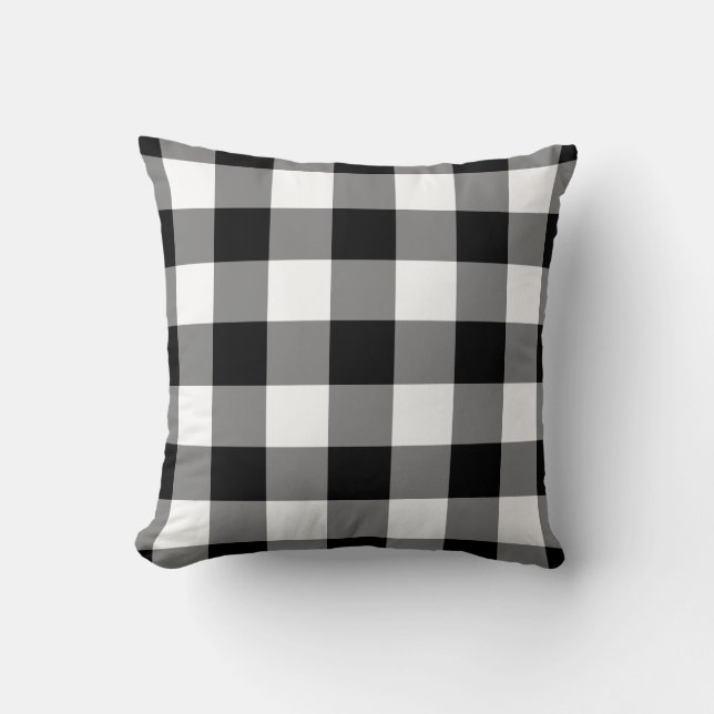 Schwarz-Weiß-Gingham-Muster Kissen (Vorderseite)