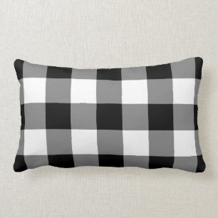 Schwarz-Weiß-Gingham-Muster Lendenkissen