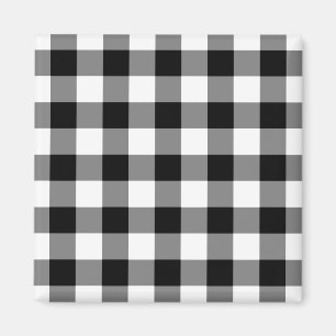 Schwarz-Weiß Gingham-Muster Magnet