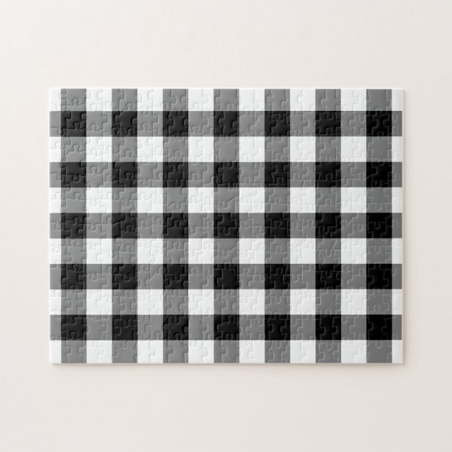 Schwarz-Weiß Gingham-Muster Puzzle (Horizontal)