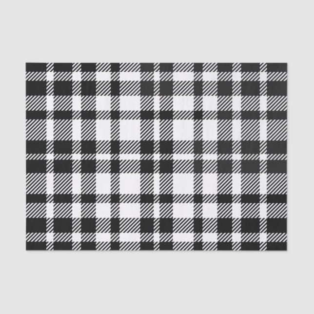 Schwarz-Weiß Gingham-Muster Seidenpapier (Vorderseite)