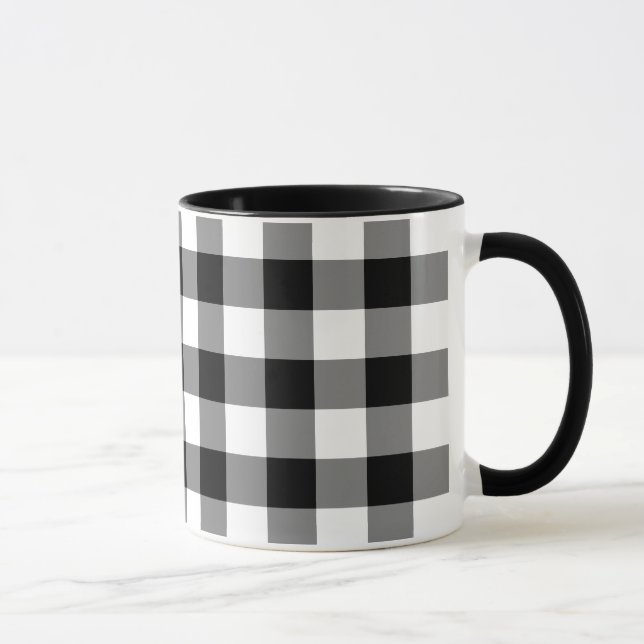 Schwarz-Weiß Gingham-Muster Tasse (Rechts)