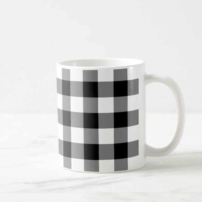 Schwarz-Weiß Gingham-Muster Tasse (Rechts)