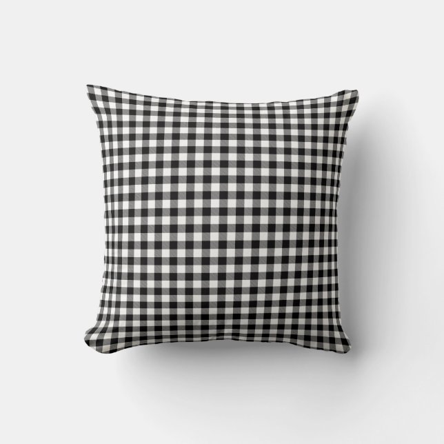 Schwarz-Weiß-Gingham-Muster-Throw-Kissen Kissen (Vorderseite)