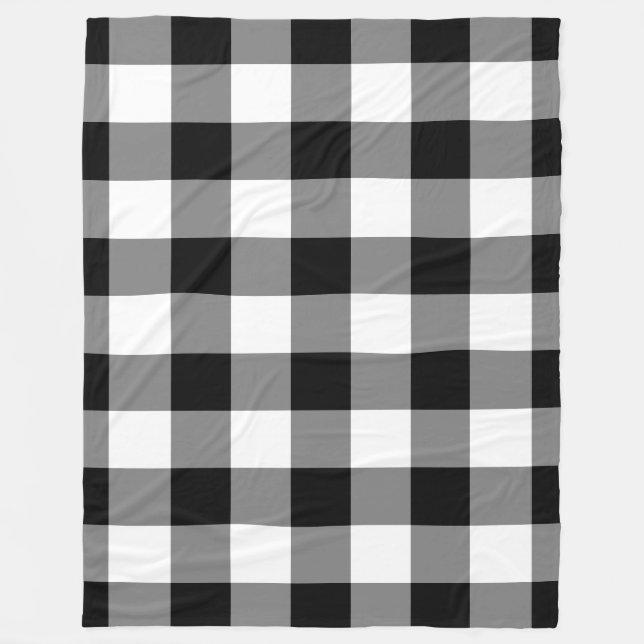 Schwarz-weiß Gingham Pattern Bufallo Karo Fleecedecke (Vorderseite)