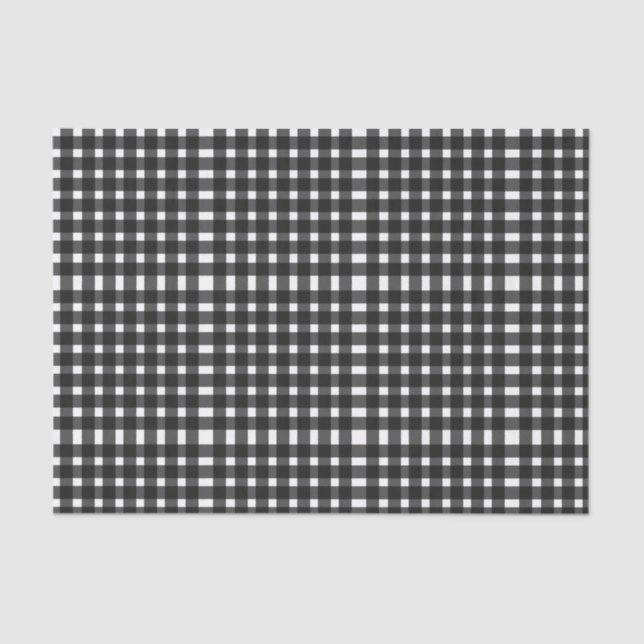 Schwarz-weiß Gingham Pattern Seidenpapier (Vorderseite)