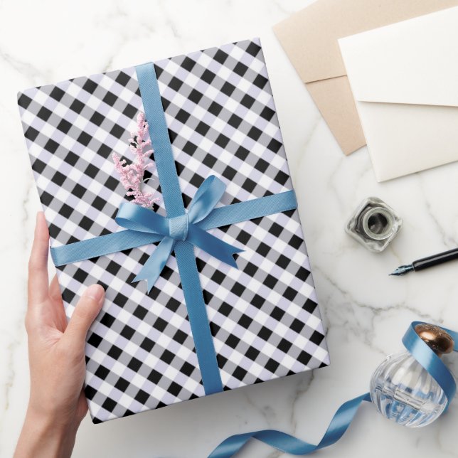 Schwarz-weiß Gingham. Schleifpapier Geschenkpapier (Schenken)