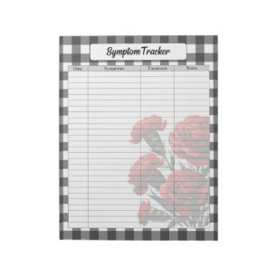 Schwarz-Weiß-Gingham-Symptom-Tracker Notizblock