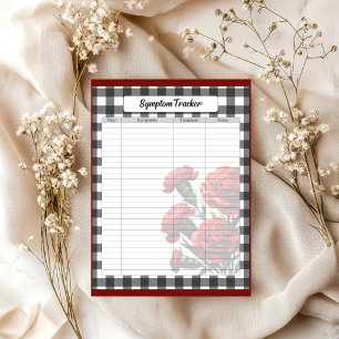 Schwarz-Weiß-Gingham-Symptom-Tracker Notizblock