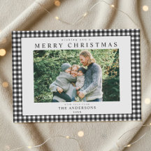 Schwarz-Weiß-Gingham-Weihnachtsfoto