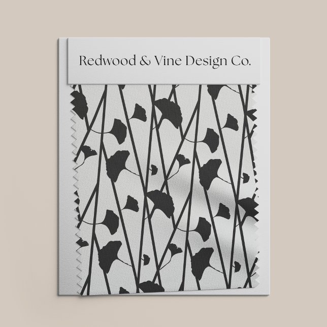 Schwarz-Weiß-Ginkgo-Blätter Muster Stoff (Von Creator hochgeladen)