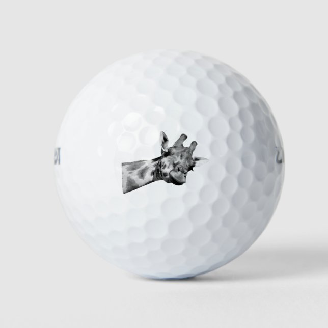 Schwarz-Weiß-Giraffe-Portrait Golfball (Vorderseite)