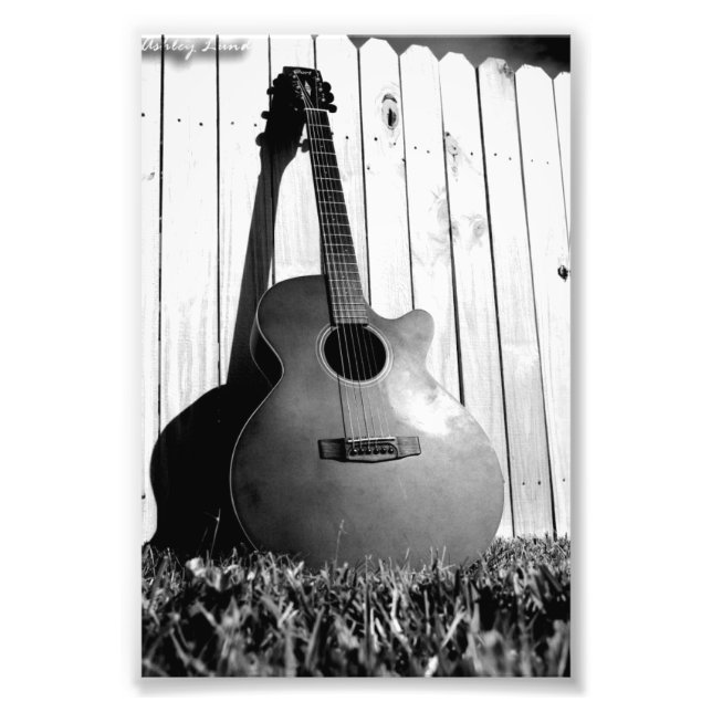 Schwarz-Weiß-Gitarre Fotodruck (Vorne)