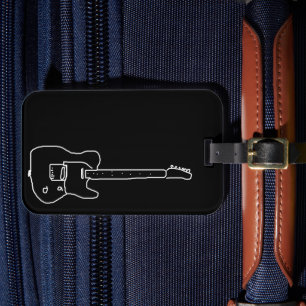 Schwarz-Weiß-Gitarre Gepäckanhänger