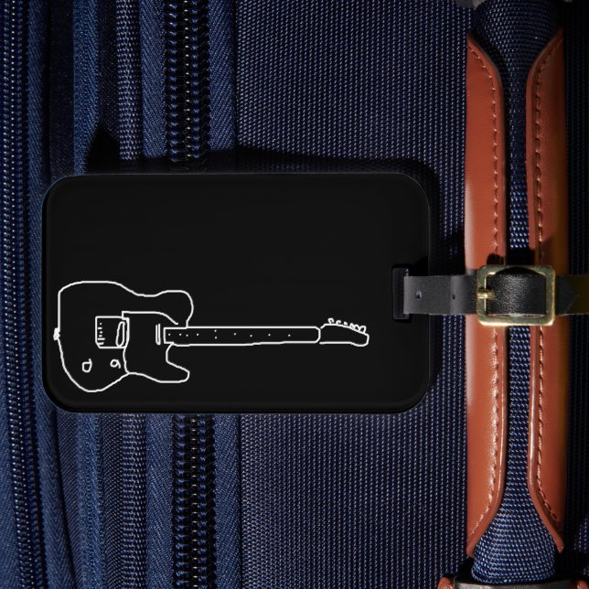 Schwarz-Weiß-Gitarre Gepäckanhänger (Vorderseite Insitu 4)