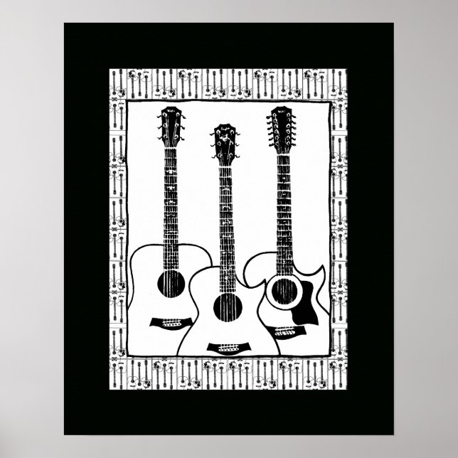 Schwarz-Weiß-Gitarre Poster (Vorne)