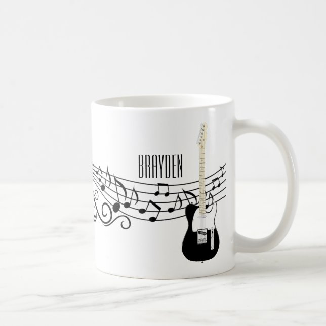 Schwarz-Weiß-Gitarren - Musikalische Noten Kaffeetasse (Rechts)