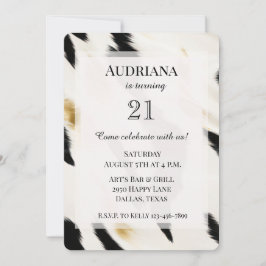 Schwarz-weiß Glam Gold Cowhide Western Geburtstag Einladung