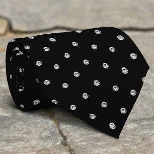 Schwarz Weiß Glänzender Glitter Diamant Look Krawatte