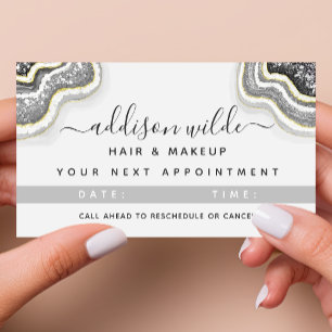 Schwarz-Weiß-Glitter-Achat-Geode Luxus-Chic Terminkarte