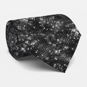 Schwarz Weiß Glitter Glanz Funkeln Glam Disco Krawatte