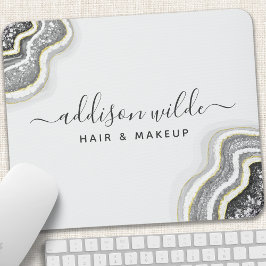 Schwarz-Weiß-Glitzer Agate Geode Luxe Chic Mousepad