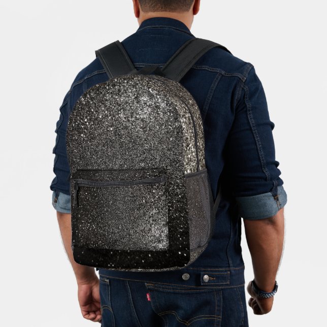 Schwarz-Weiß-Glitzer Goth Glam Funkelnd School Bedruckter Rucksack (Insitu (Modell))