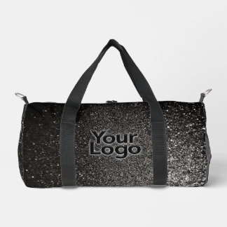 Schwarz-Weiß-Glitzer Luxus-Business-Logo Duffle Bag