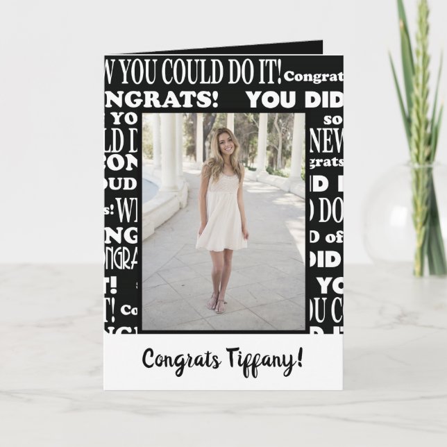 Schwarz-Weiß-Glückwunsch Grad Foto Karte (Vorderseite)