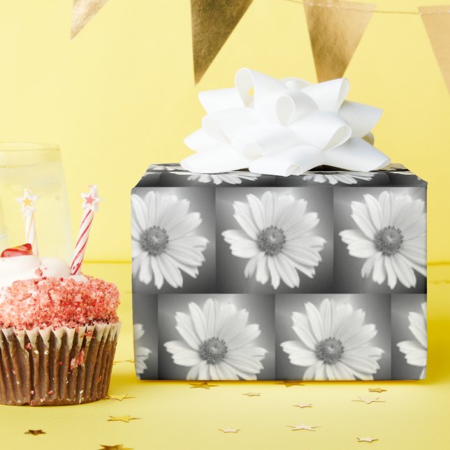 Schwarz-Weiß-Glühen Geschenkpapier (Geburtstagsparty)