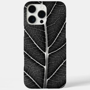 Schwarz-weiß glühendes Blatt Nahaufnahme iPhone 16 Pro Max Hülle