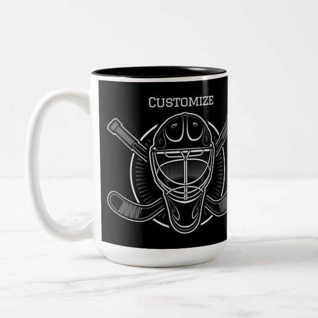 Schwarz-Weiß-Goalie Zweifarbige Tasse (Links)