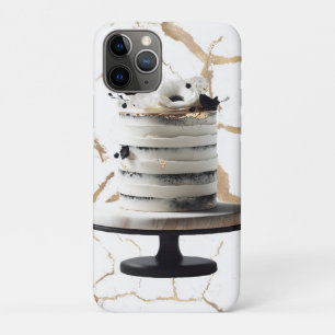 Schwarz-Weiß-Gold-Blumen-Torten-Bridal-Shower Case-Mate iPhone Hülle