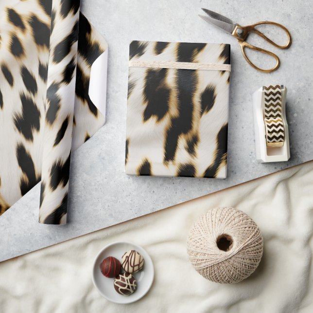 Schwarz-weiß Gold Cowgirl Cowhide Geschenkpapier (Kunsthandwerk)