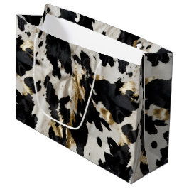 Schwarz-weiß Gold Cowgirl Cowhide Große Geschenktüte